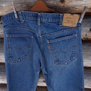 70s Levis Orange Tab Vintage Jeans. Made in the USA. Medium Dark Wash. 36x32.